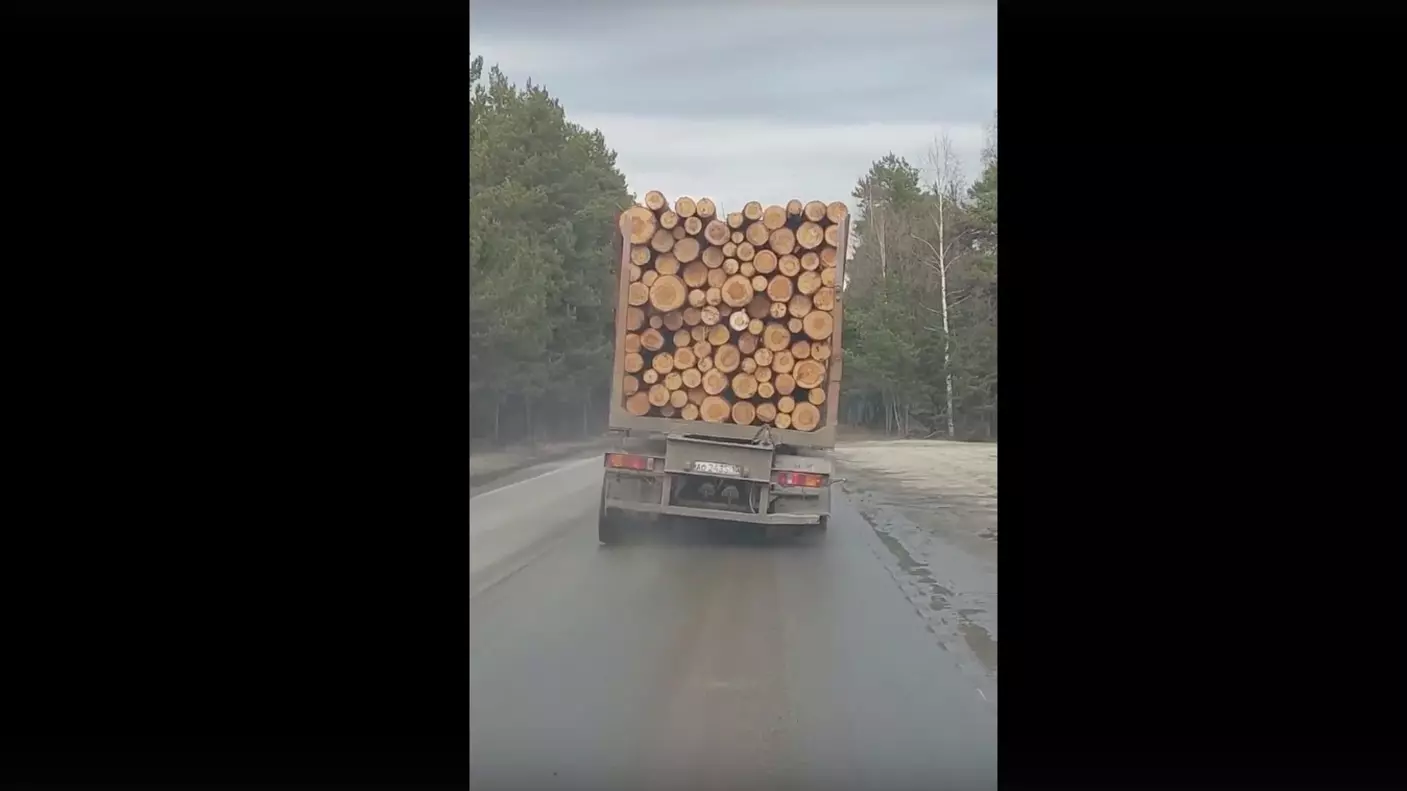 Груженый лесовоз без колеса напугал водителей в Петрозаводске