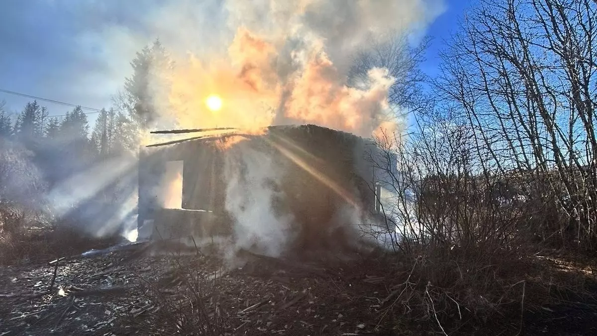 Дом сгорел дотла в популярном туристическом поселке Карелии